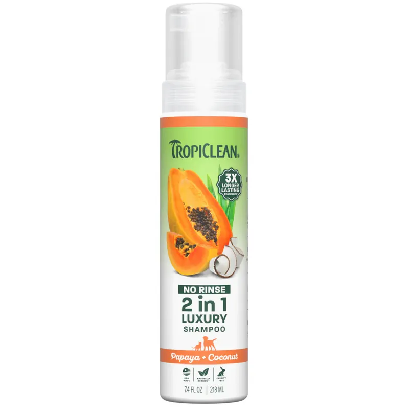 TropiClean, шампунь без смывания для собак, папайя и кокос, 220 мл