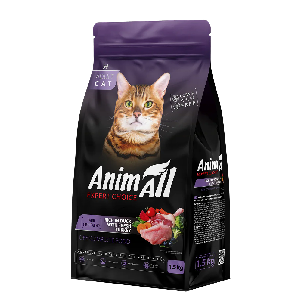 AnimAll Expert Choice Adult Cat, индейка и утка, 1,5 кг