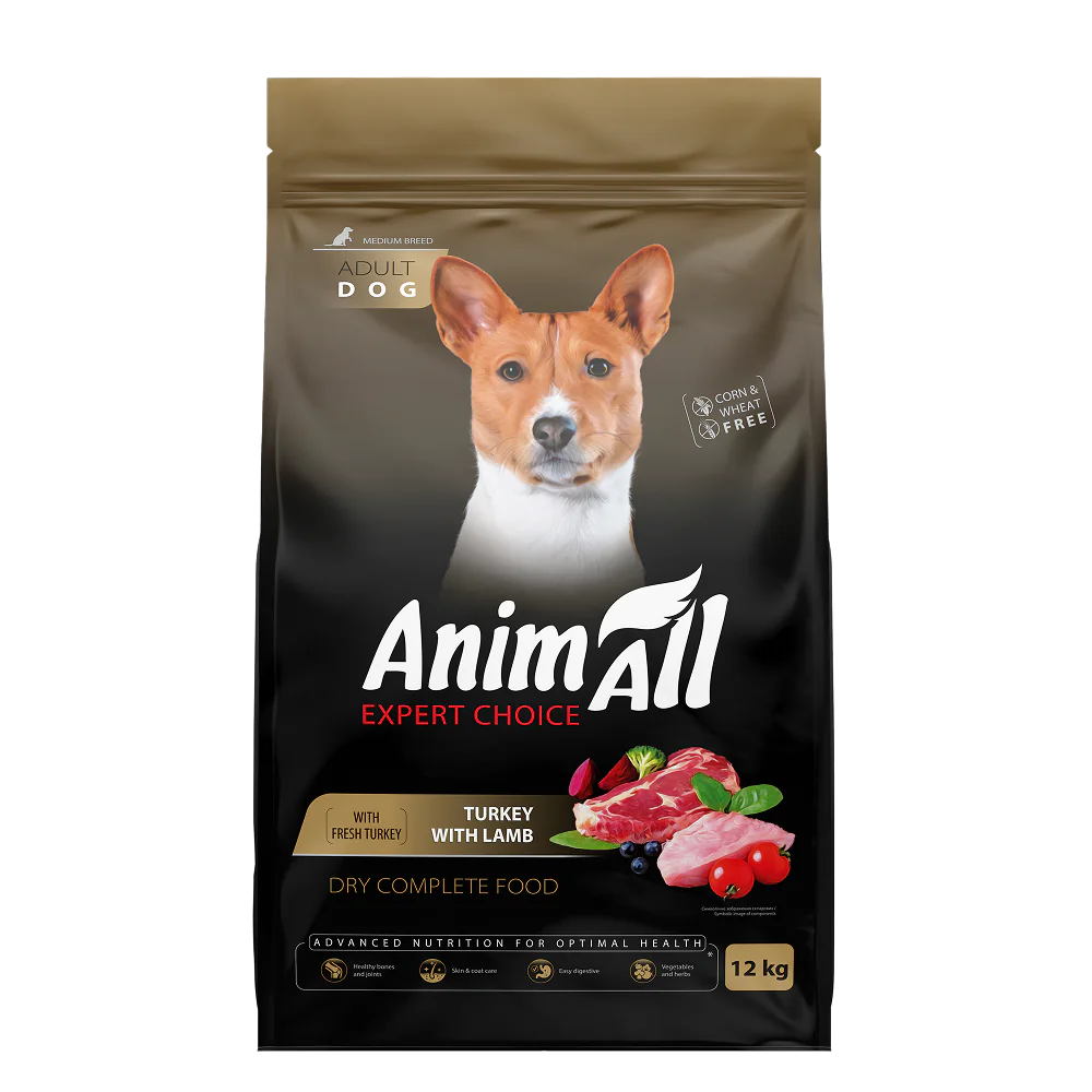 AnimAll Expert Choice Adult Medium Breed, индейка и ягнёнок, 12 кг