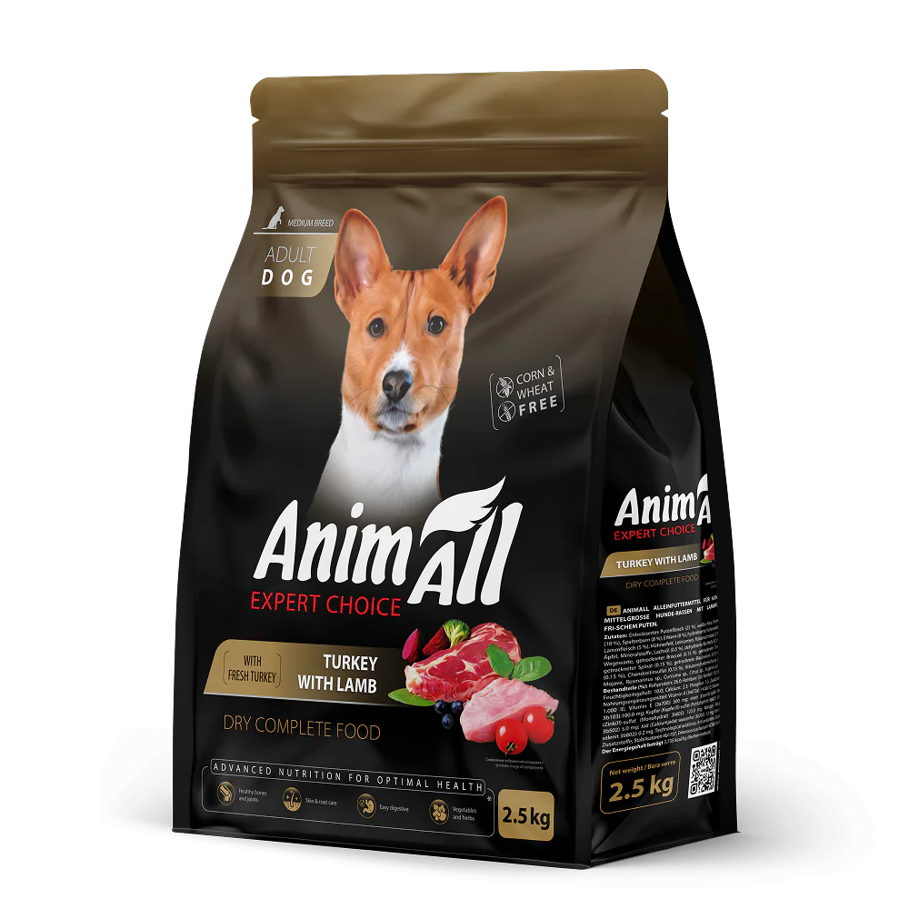 AnimAll Expert Choice Adult Medium Breed, индейка и ягнёнок, 2,5 кг