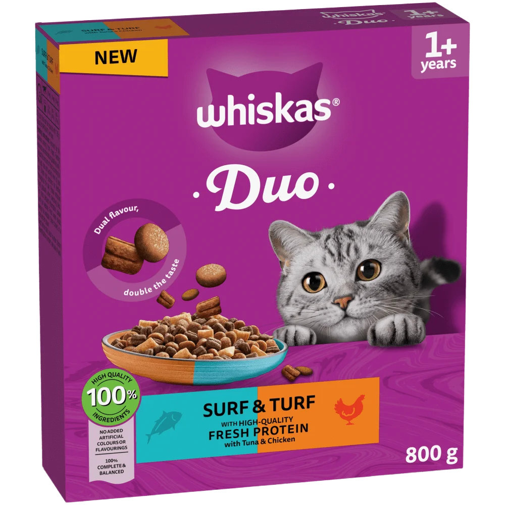 Whiskas Adult DUO для взрослых кошек с тунцом и курицей, 1,4 кг