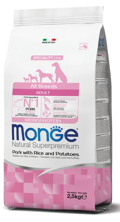 Monge Dog All Breed Adult, свинина с рисом и картофелем, 2,5 кг
