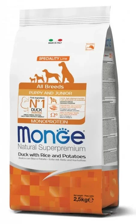 Monge Dog All Breed Puppy, утка с рисом и картофелем, 12 кг
