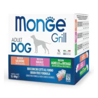 Monge Dog Grill Mix Box Adult, лосось со свининой и ягнёнком
