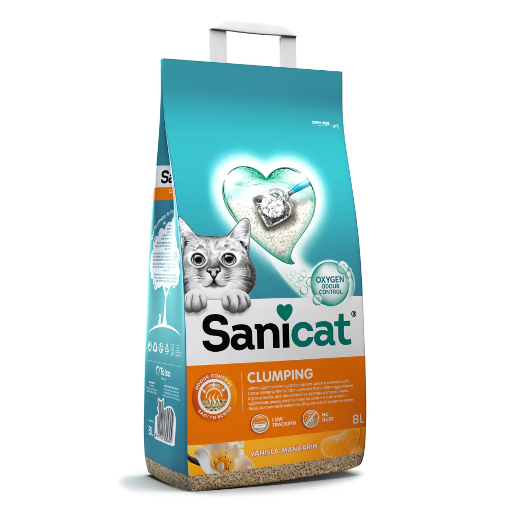 Sanicat Clumping, наполнитель бентонитовый, ваниль и мандарин, 8 л