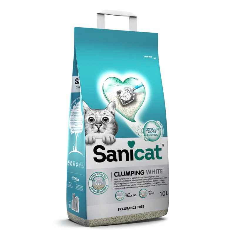 Sanicat Наполнитель комкующийся White без аромата