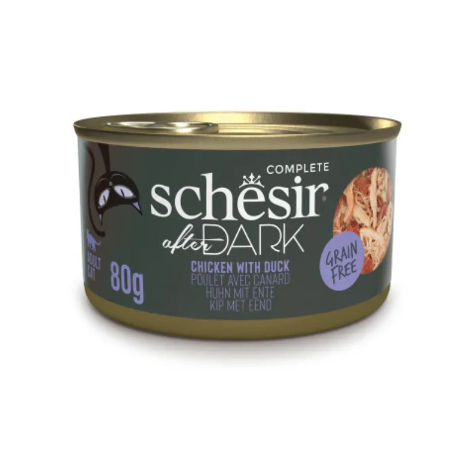 Schesir After Dark, курица с уткой, в бульоне, 80 г