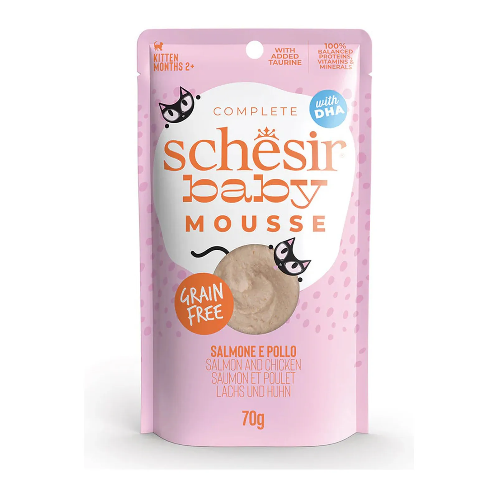 Schesir Baby, лосось с курицей, мусс, 70 г