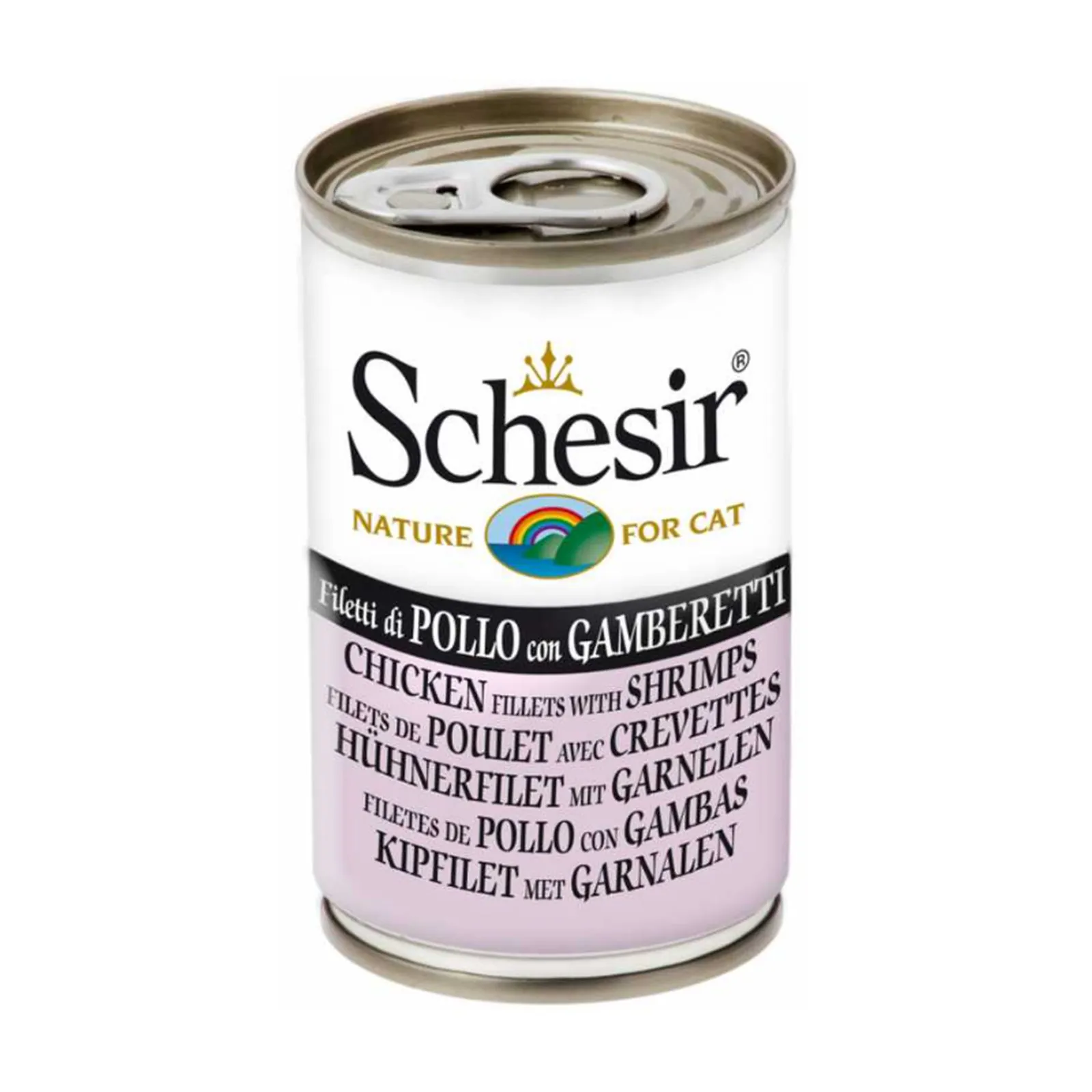 Schesir C&B, курица с креветками, в бульоне, 140 г