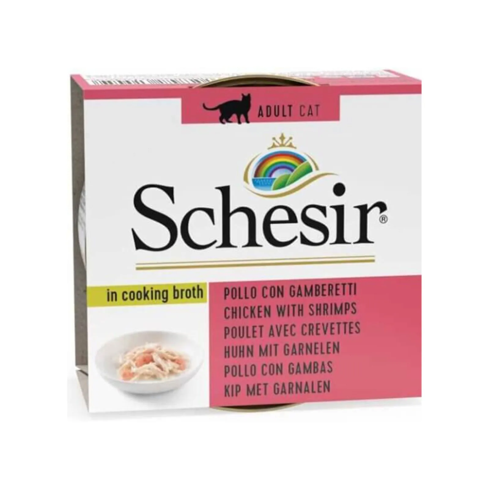 Schesir C&B, курица с креветками, в бульоне, 70 г