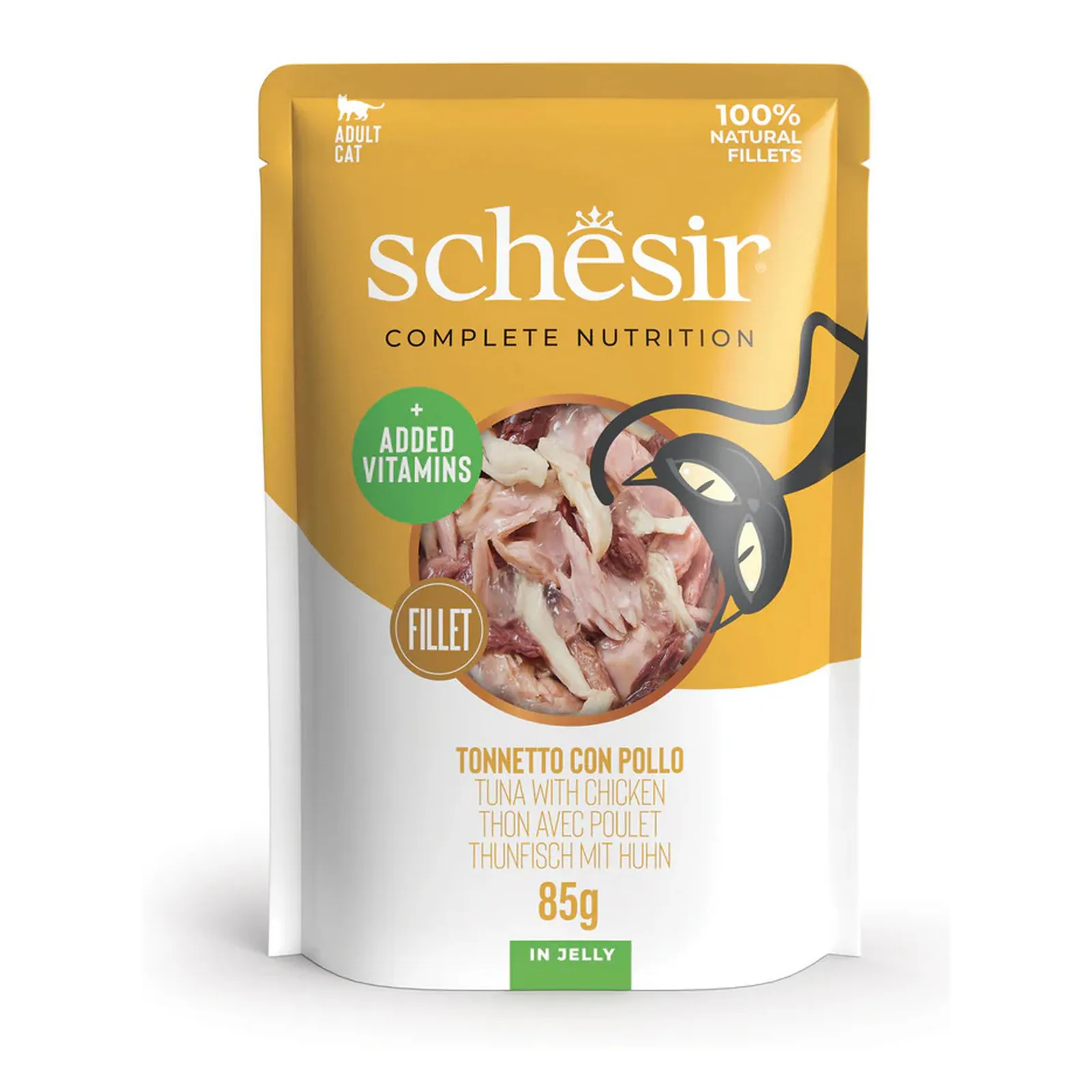 Schesir C&B, тунец с курицей, в желе, 85 г