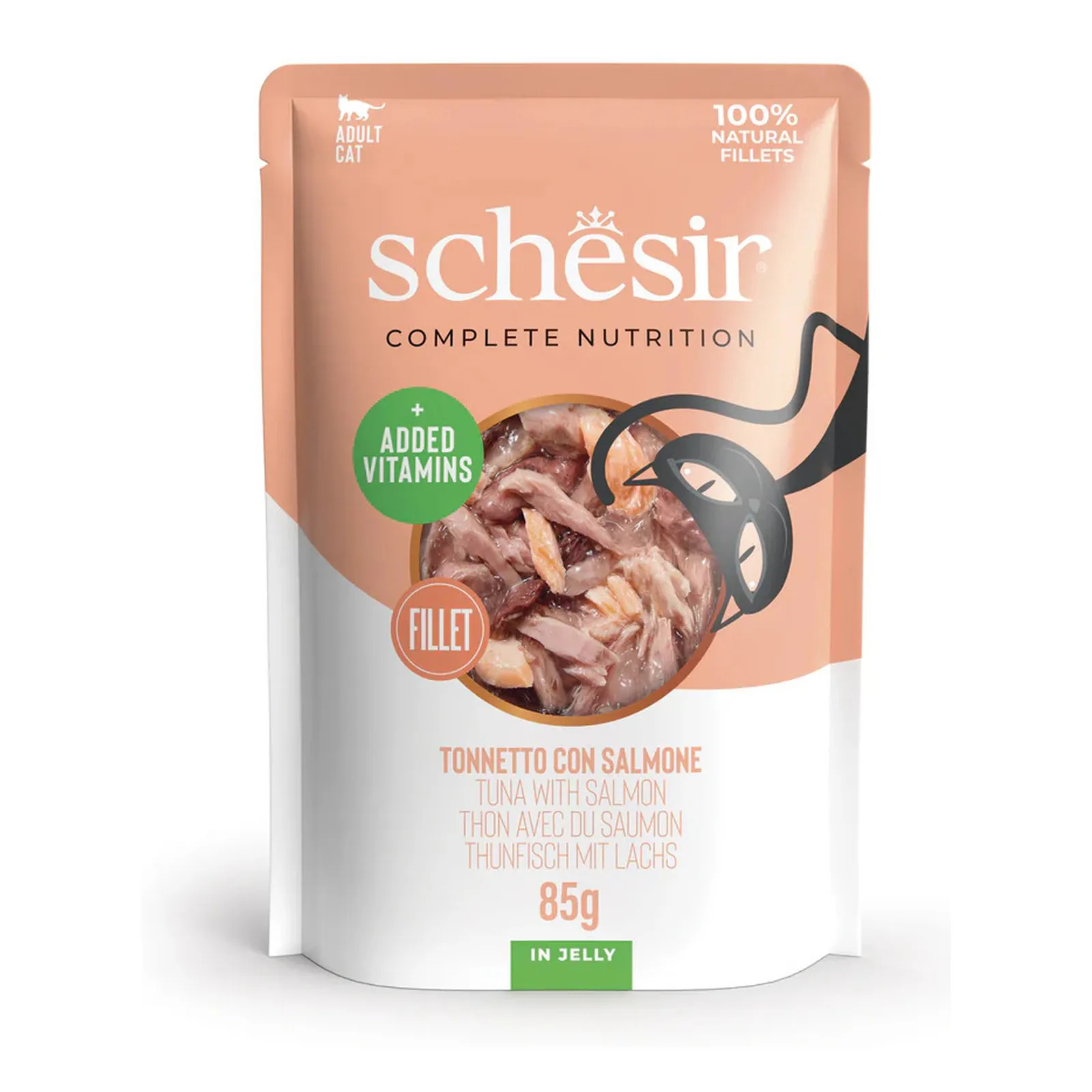 Schesir C&B, тунец с лососем, в желе, 85 г