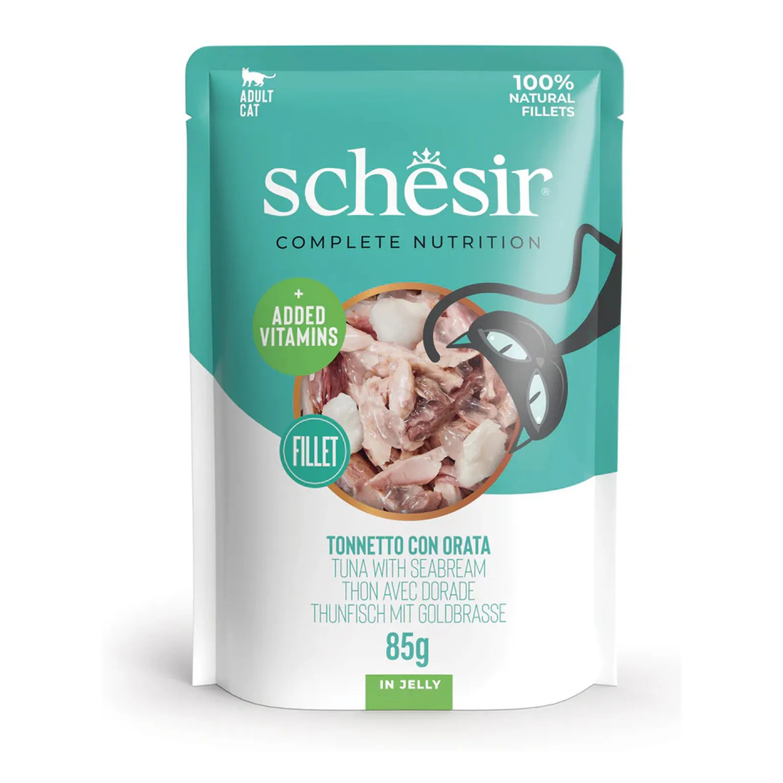 Schesir C&B, тунец с дорадой, в желе, 85 г