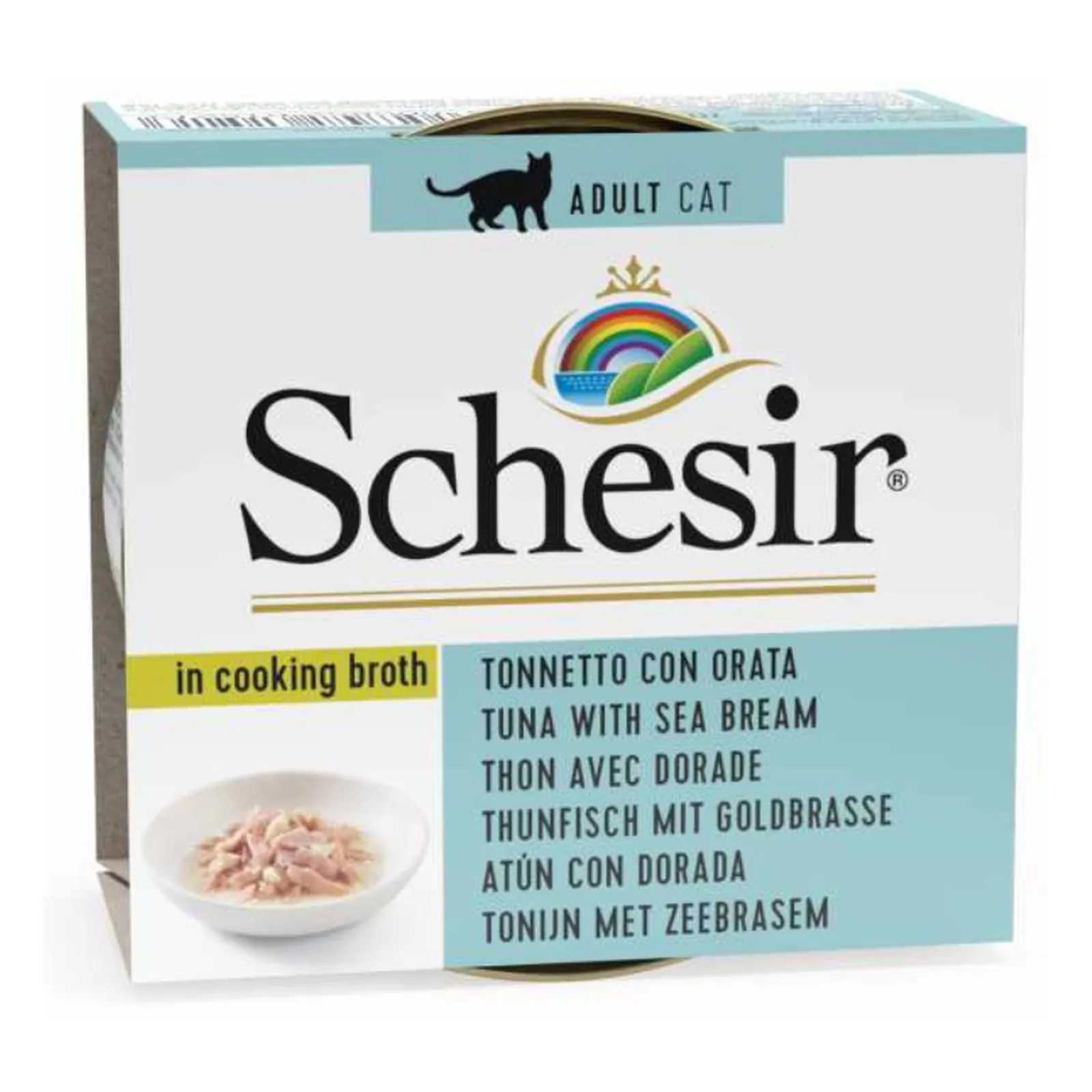 Schesir Cat, тунец с дорадой, в бульоне, 70 г