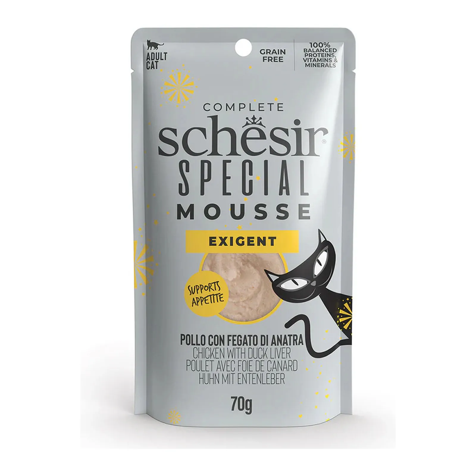 Schesir Special Exigent, курица с утиной печенью, мусс, 70 г