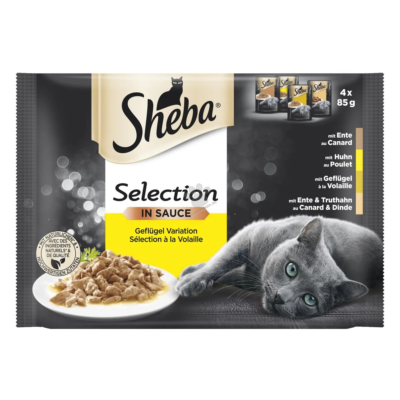 Sheba, pui și curcan, în sos, 340 g