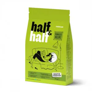 Half&Half Cat с индейкой для чувствительных, сухой корм для взрослых кошек, 8 кг