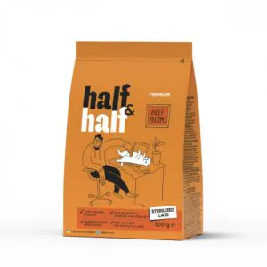 Half&Half Cat с говядиной для стерилизованных, сухой корм для стерилизованных кошек, 300 г
