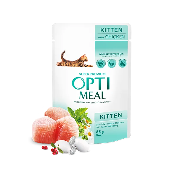 Optimeal Junior для котят с курицей в соусе, 12×85 г