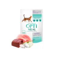 Optimeal Hairball для вывода шерсти с уткой с яблоком в соусе, 4×85 г