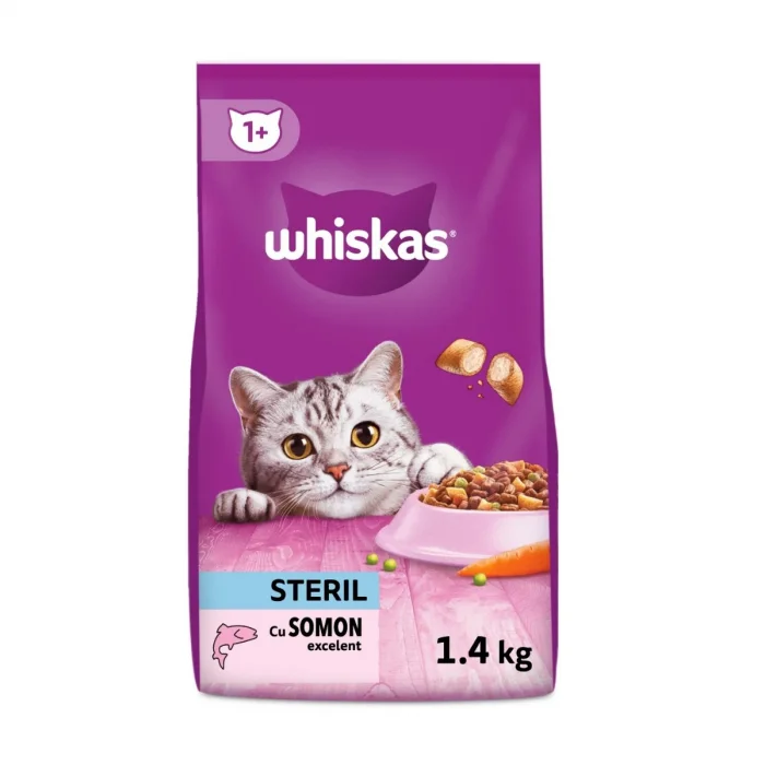 Whiskas Adult Sterile для стерилизованных кошек с лососем, 1,4 кг