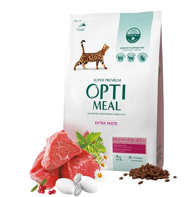 Optimeal Adult для взрослых кошек с телятиной, 10 кг