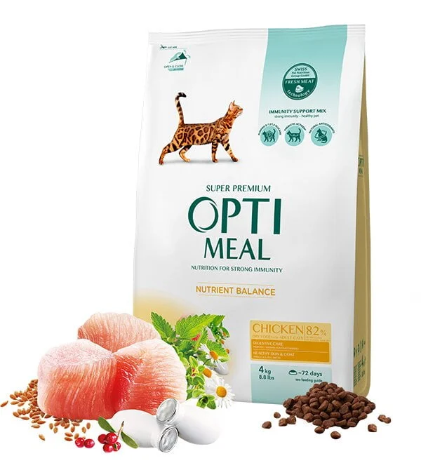 Optimeal Adult для взрослых кошек с курицей, 10 кг